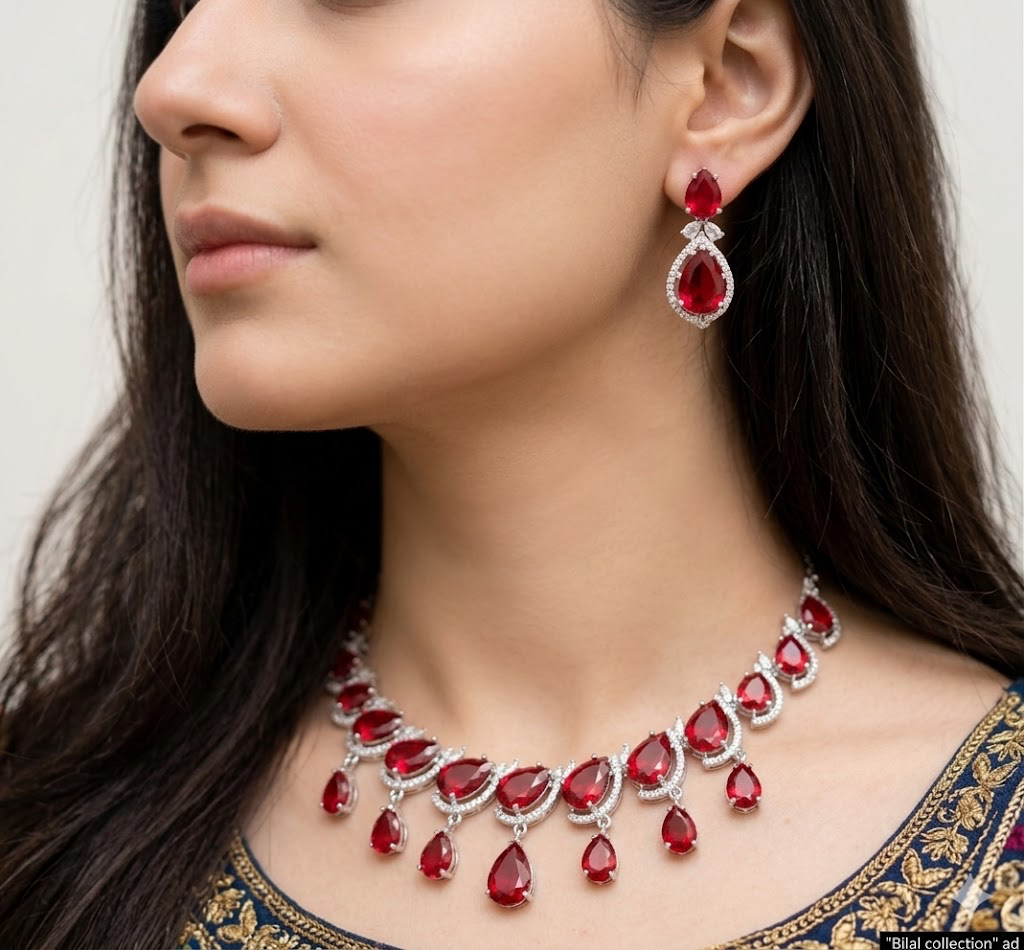 Exquisite Silver American Diamond Necklace Set with Matching Earrings | Bridal & Party Wear Jewelry