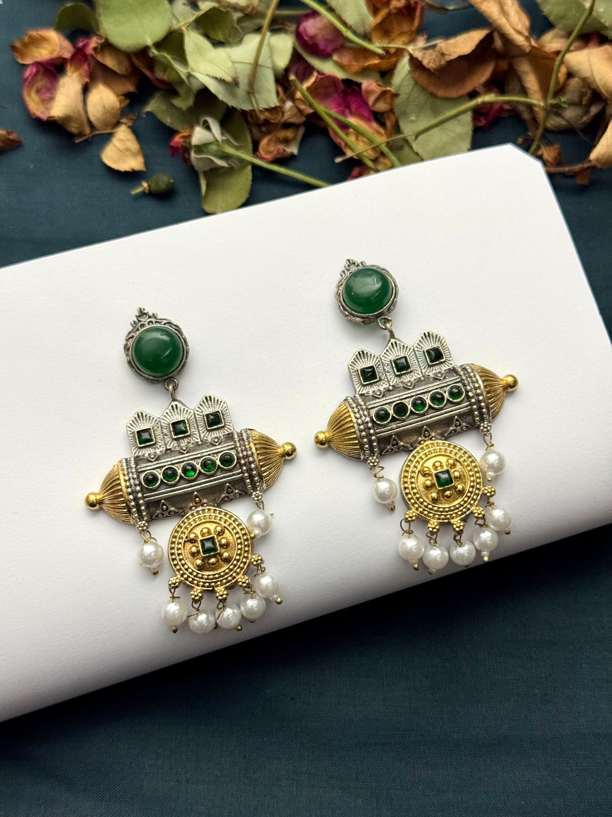 Premium Brass made oxidised Dual tone Earrings