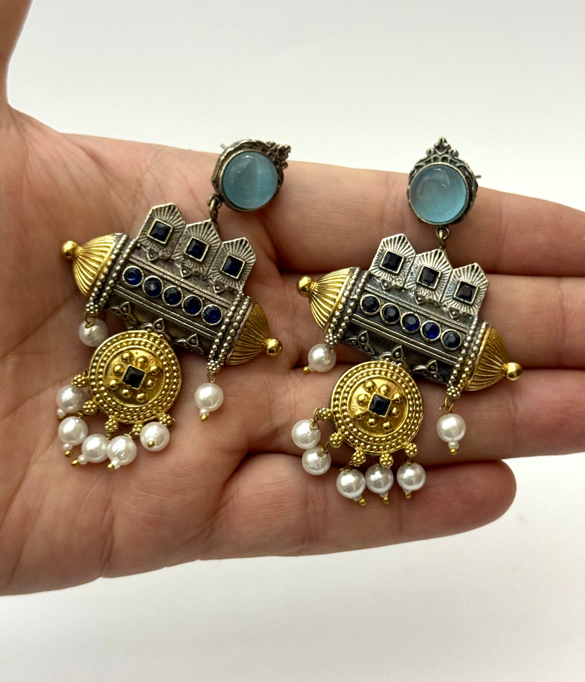 Premium Brass made Dual Tone oxidised Earrings