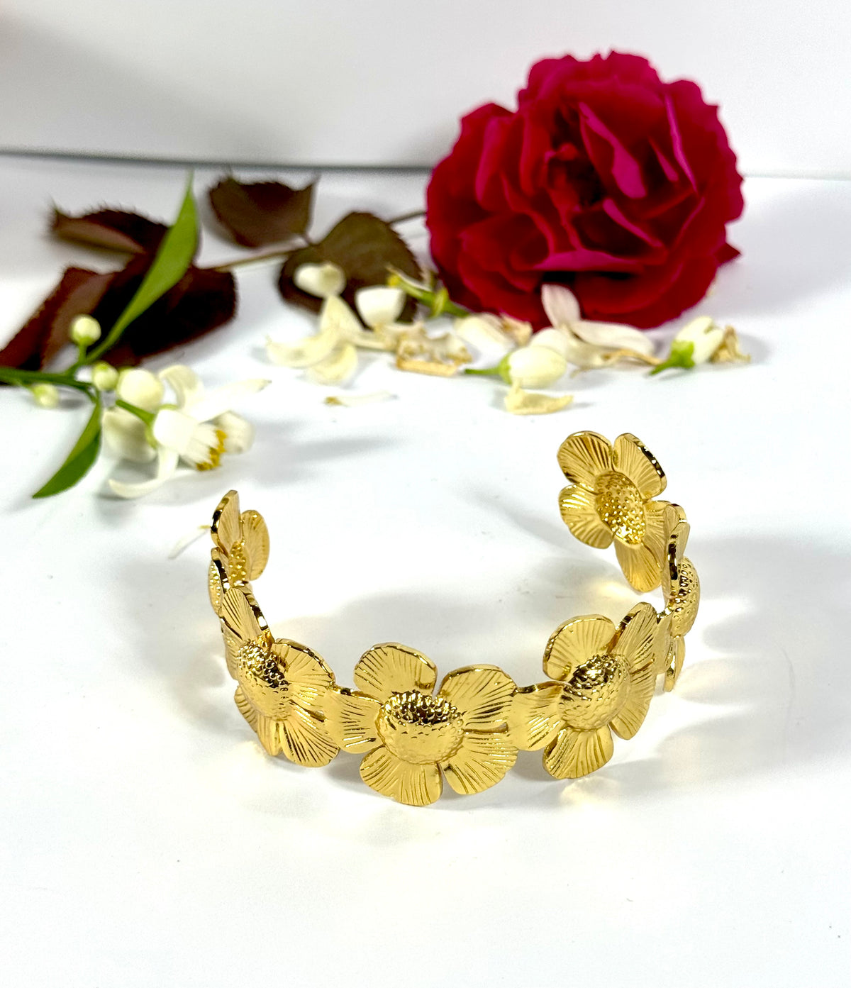 Stainless steel Adjustable Flower Bangles