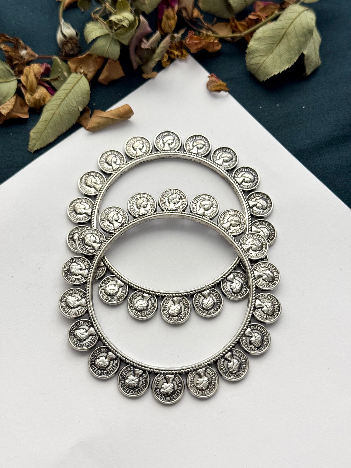 Oxidised Pound Bangle pair size 2.6 standard