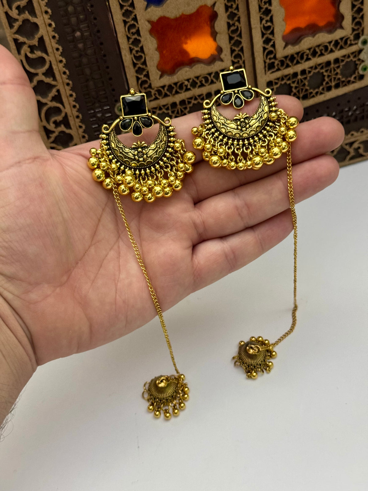 Oxidised long Earrings