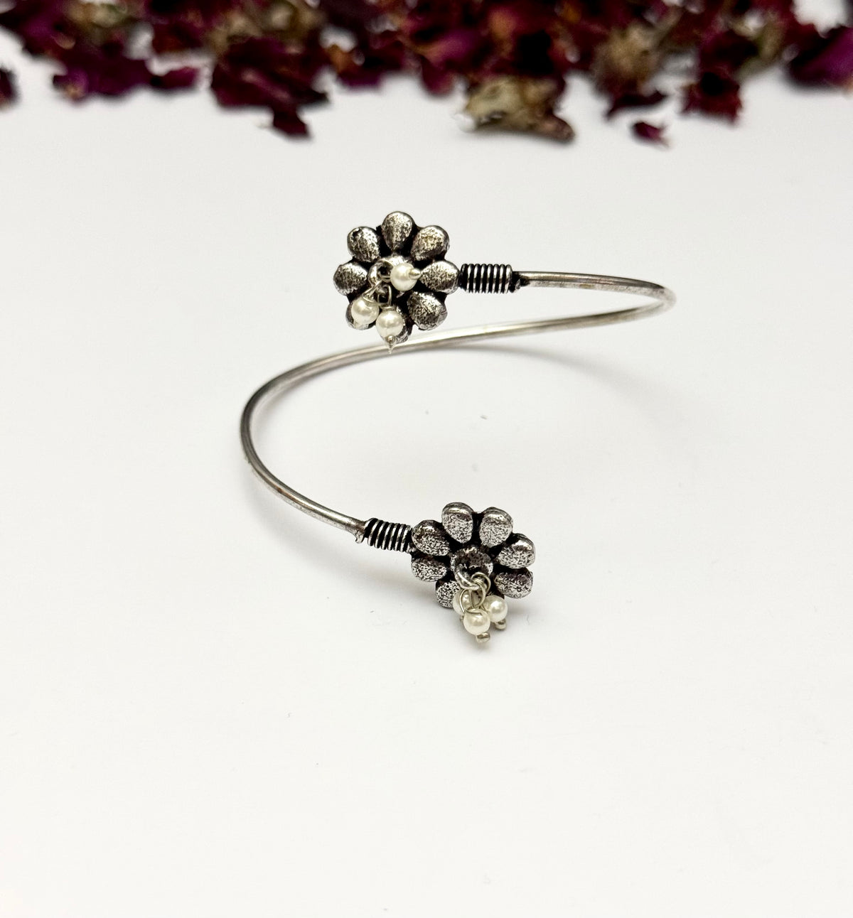 German Silver Oxidised Adjustable Bangle