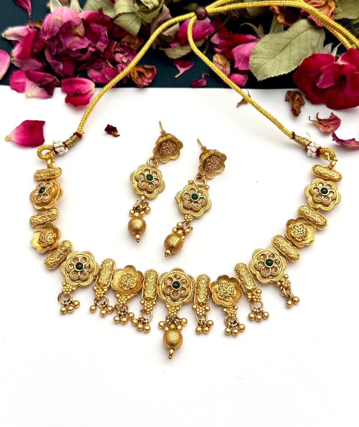 Rajwadi Phool Necklace set