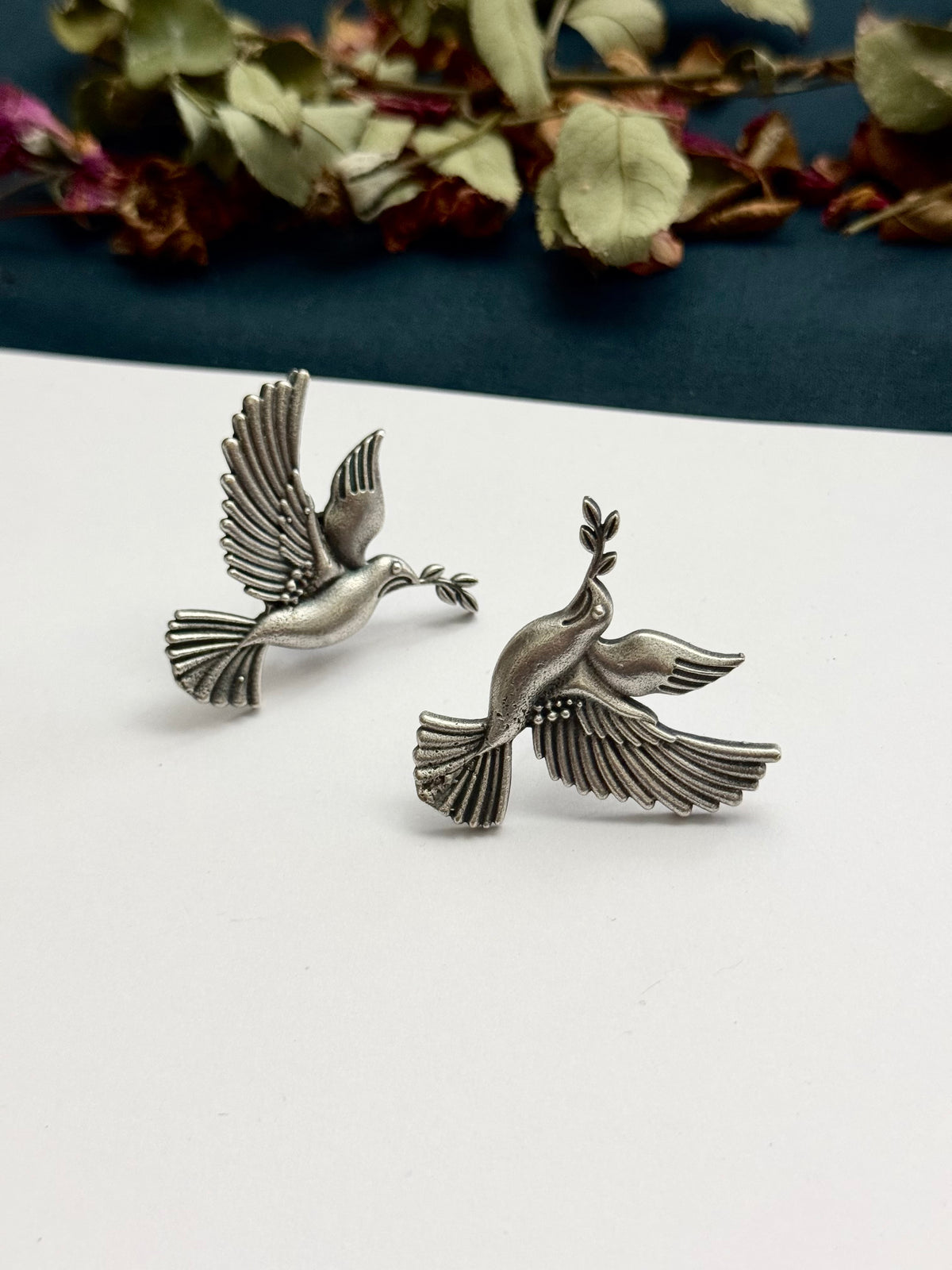 Premium Brass made oxidised Bird Earrings