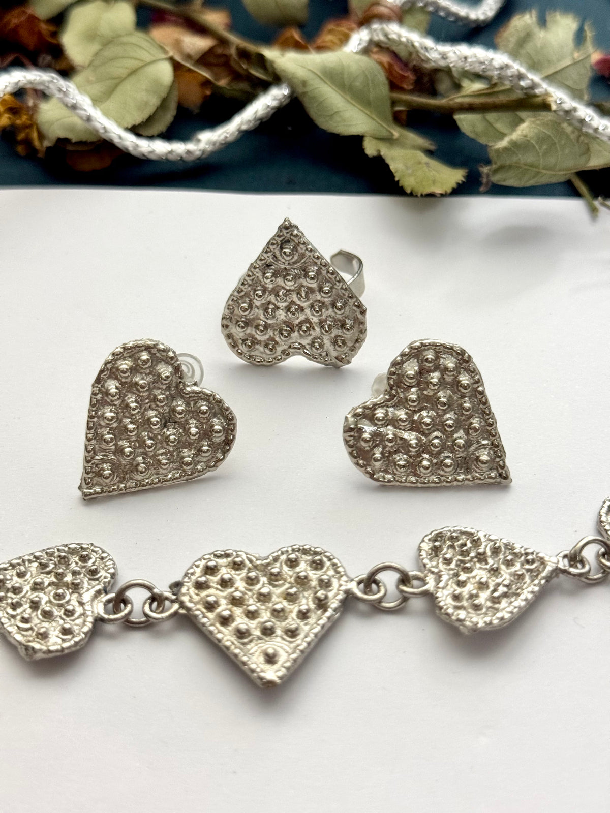 Boho Tribal Statement Heart Choker set | Antique Finish Ethnic Set for Women