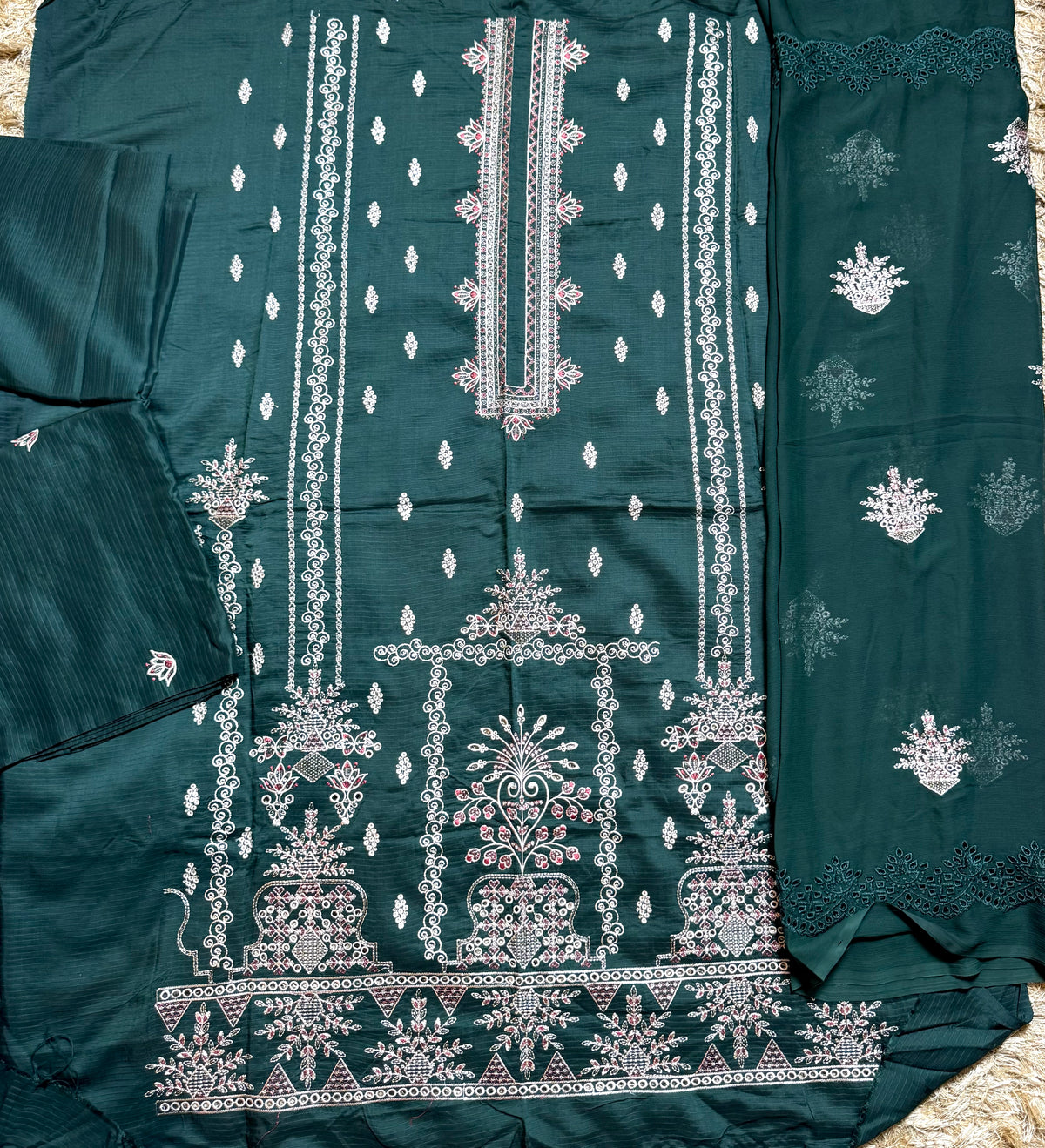 Libas-e-Shireen A+ Quality orignal Khadder 3 Pcs Embroidered Suit