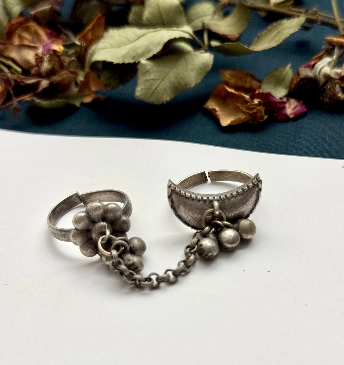 Premium Oxidised Brass Made Adjustable Double Ring