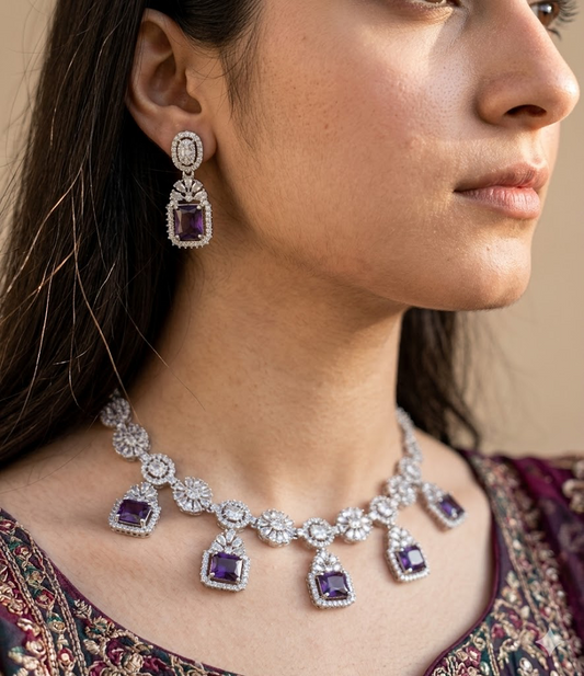 American Diamond 1karat Necklace set