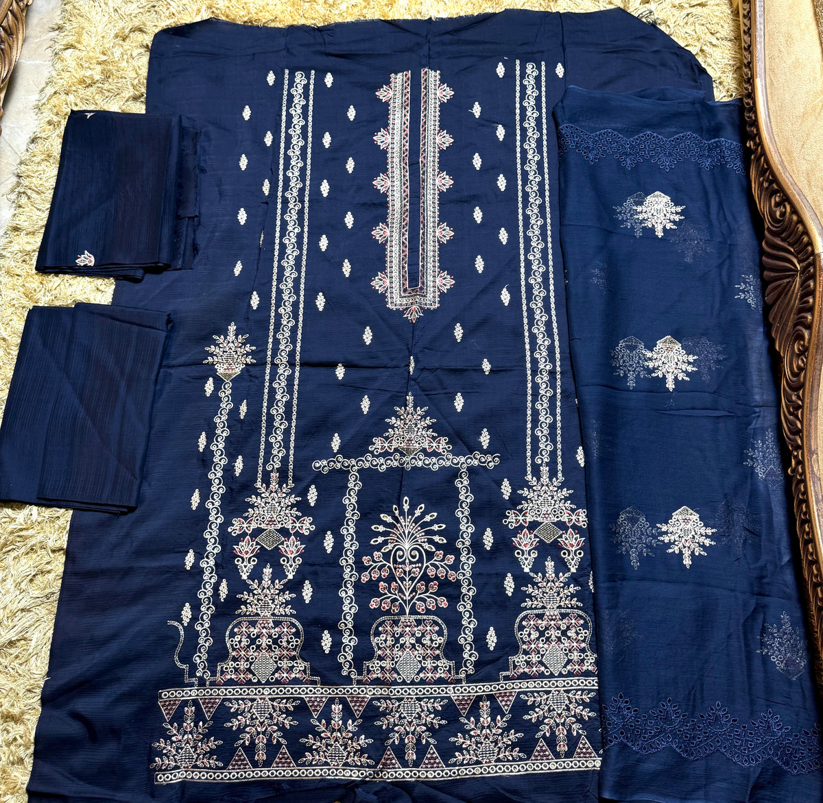 Libas-e-Shireen A+ Quality orignal Khadder 3 Pcs Embroidered Suit