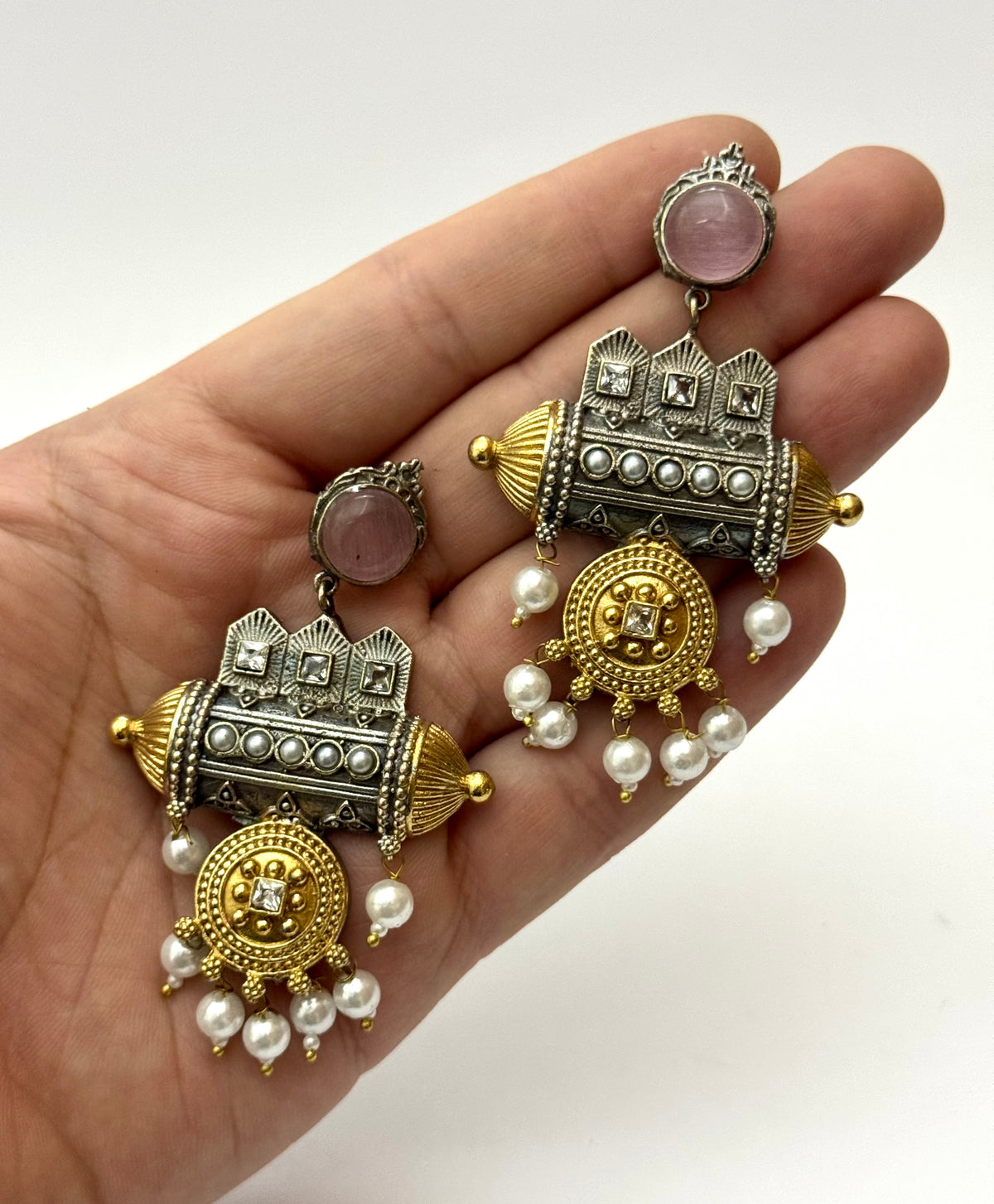 Premium Brass made Dual Tone oxidised Earrings