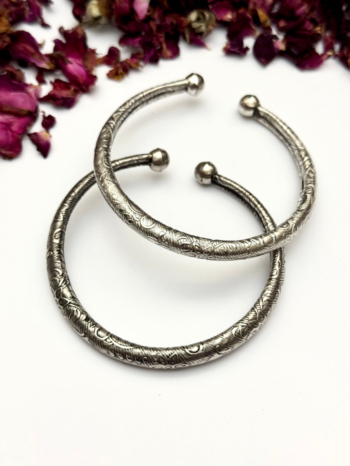 German silver Oxidised hasli style hand Kara pair