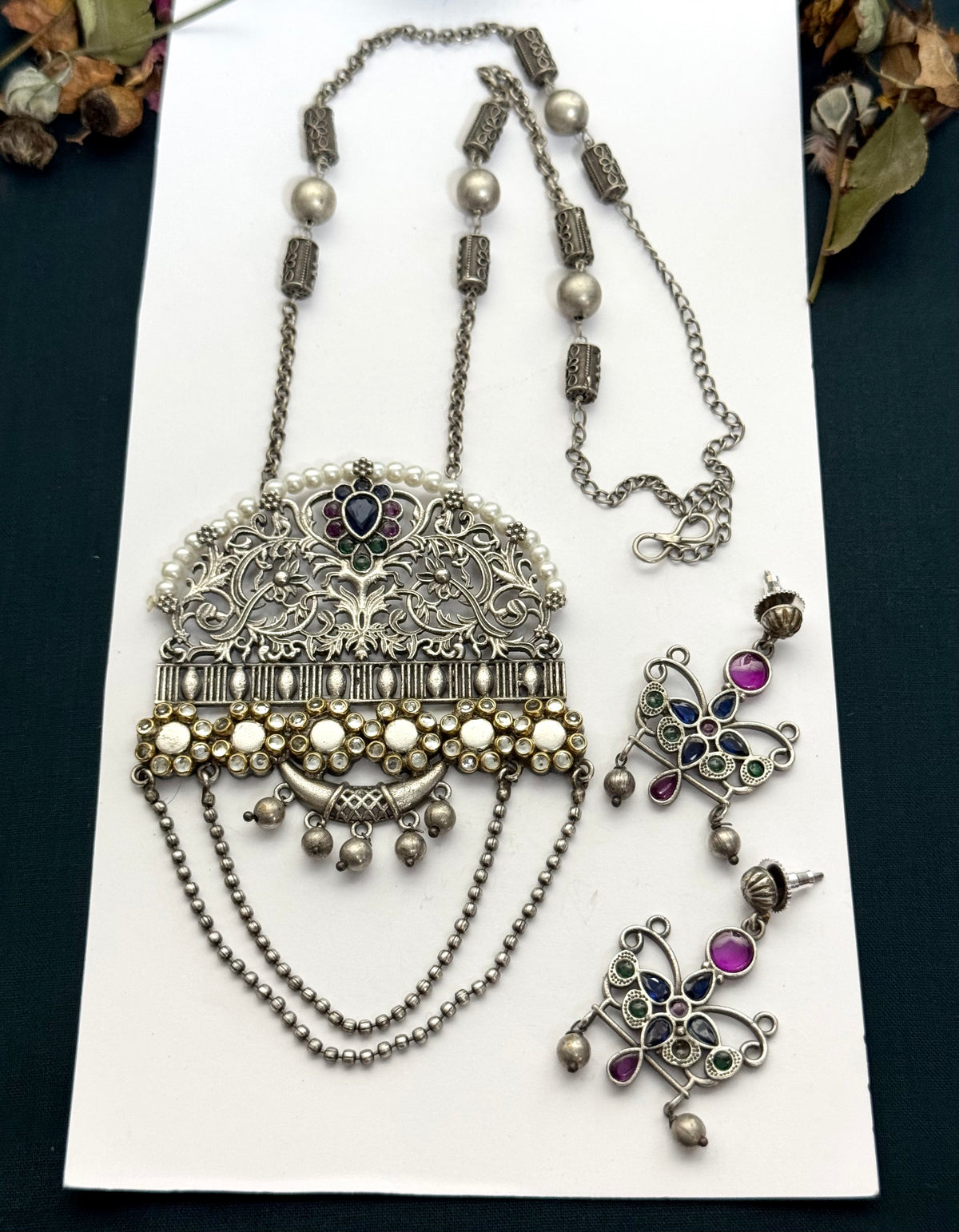 Premium Brass Made Oxidised Bahaar  set