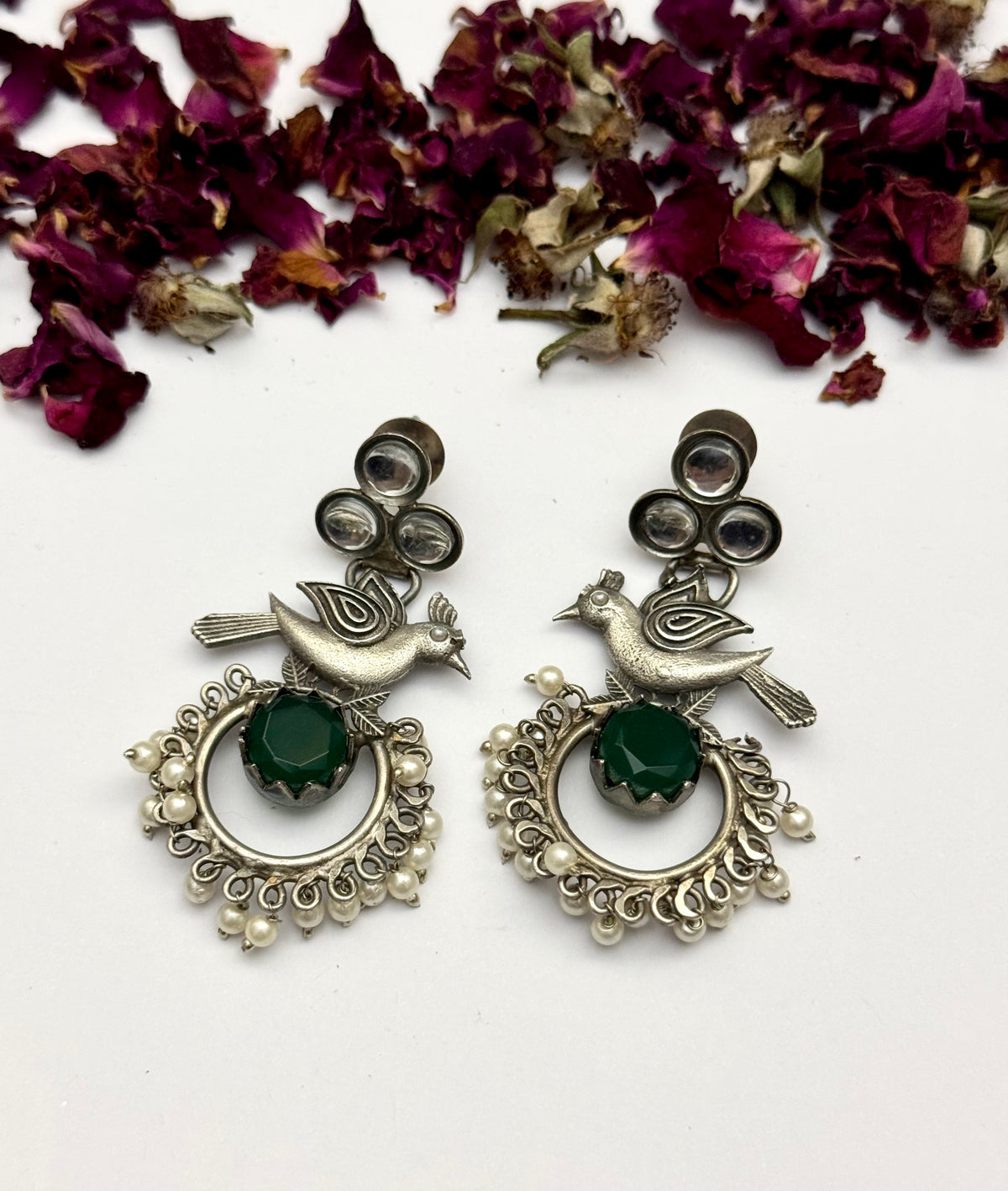 Premium oxidised Brass made Bird Earrings