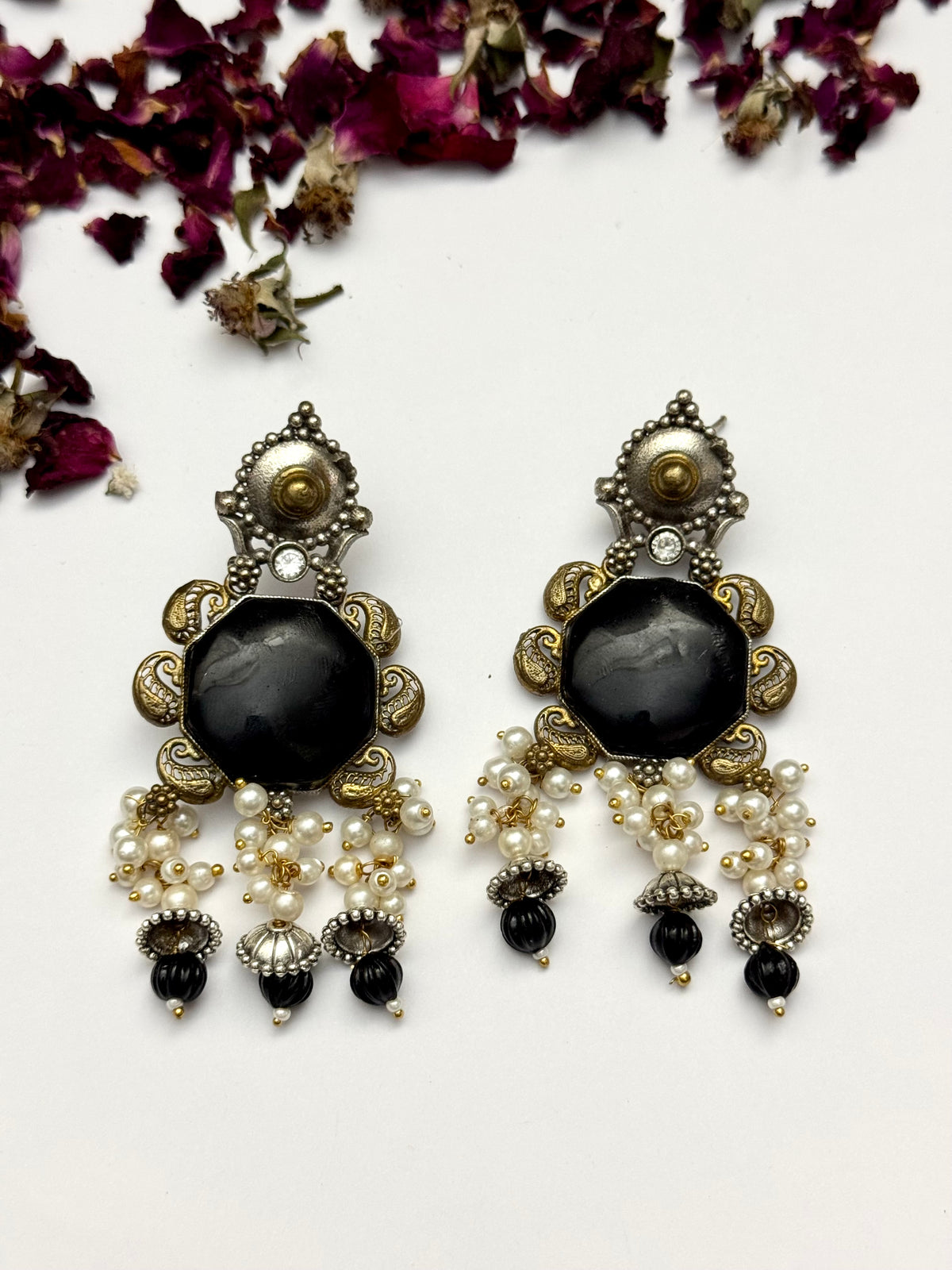 Premium oxidised Brass made Dual tone designer Earrings