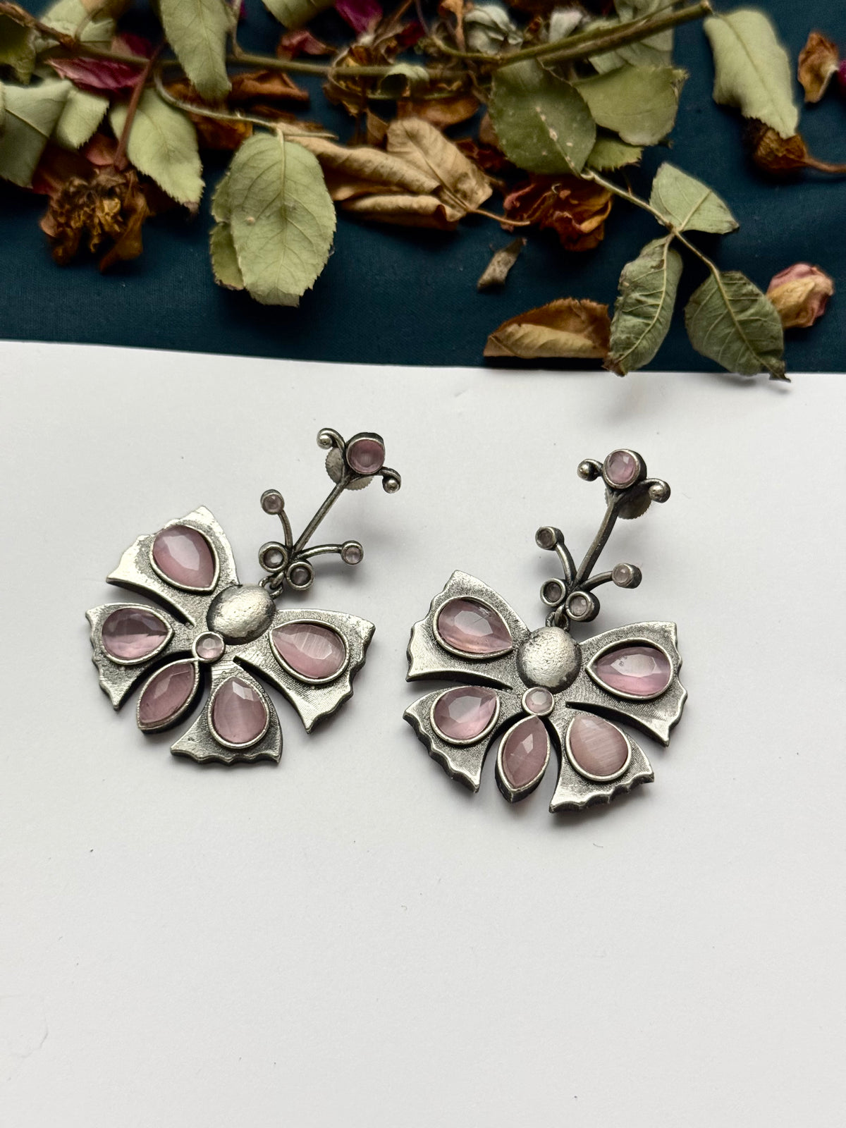 Premium Oxidised Brass Made Butterfly Earrings