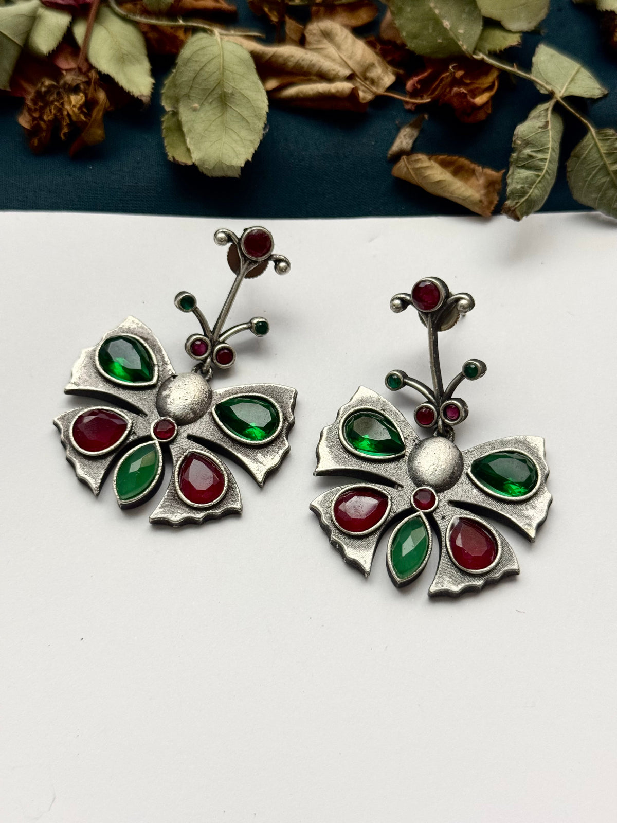 Premium Oxidised Brass Made Butterfly Earrings