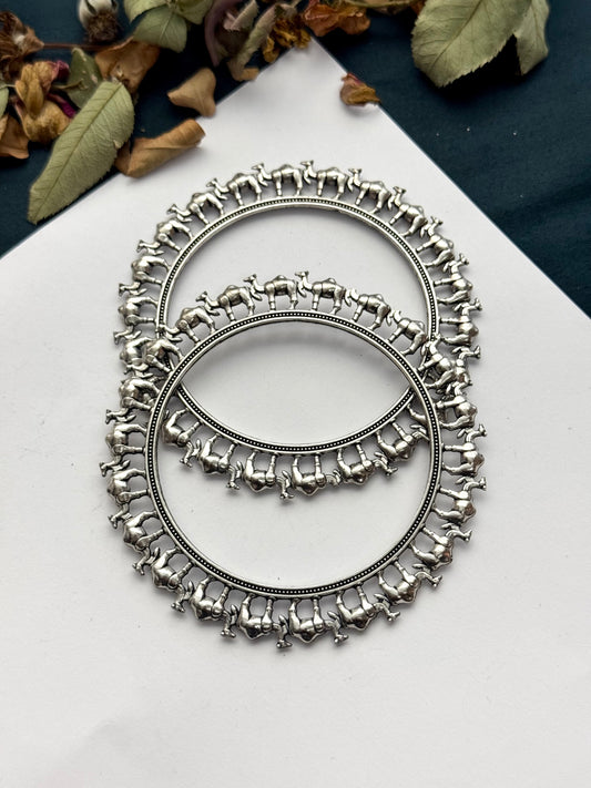 Oxidised Camel Bangle pair