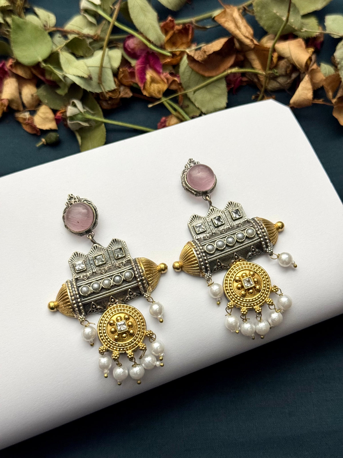 Premium Brass made oxidised Dual tone Earrings