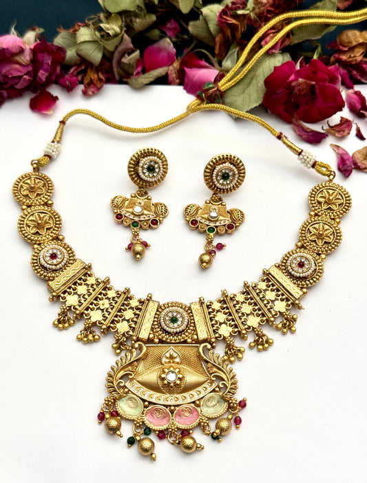Rajwadi Brass Made Designer Necklace set