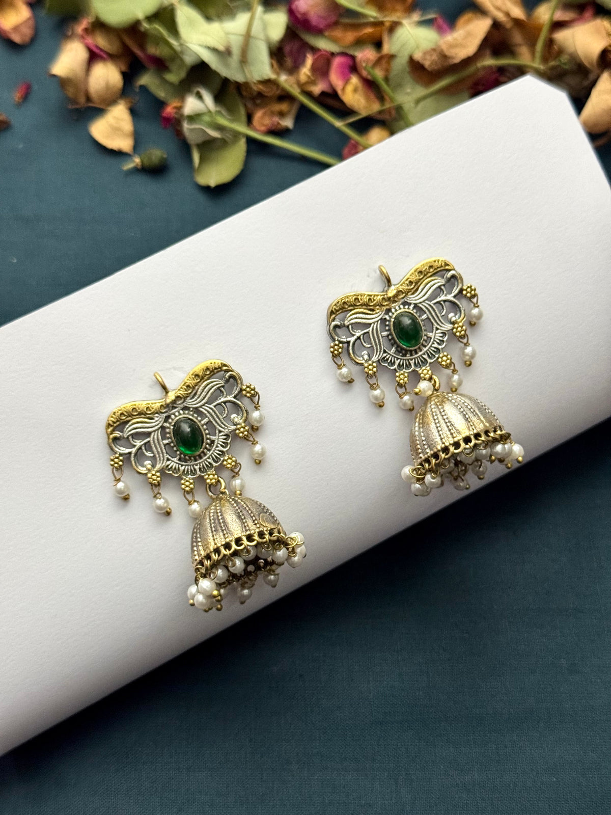 Premium Dual tone Oxidised Brass Made jhumka