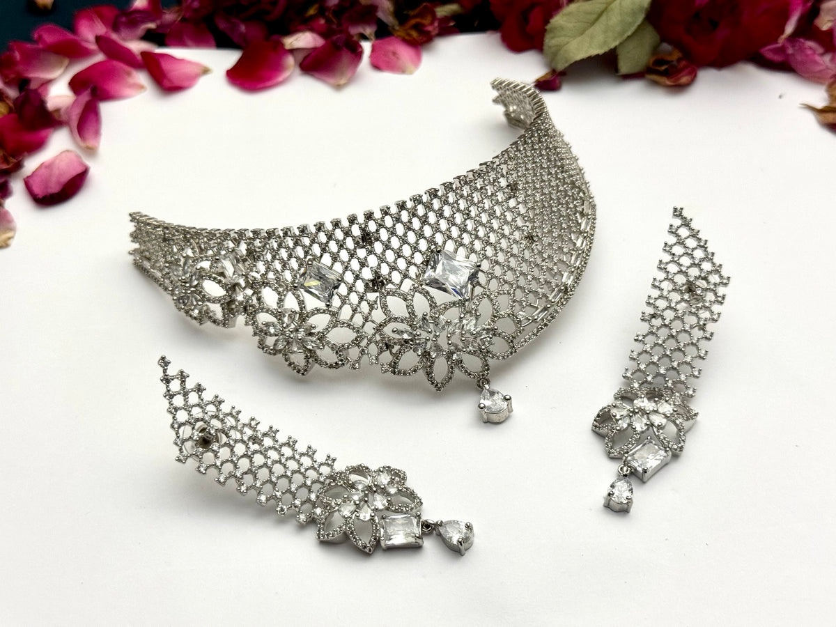 American Diamond 1 karat Choker Set