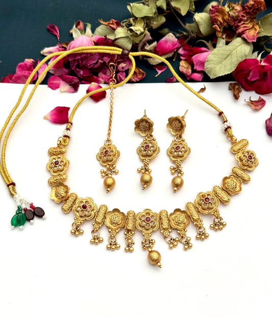 Rajwadi Phool Necklace set