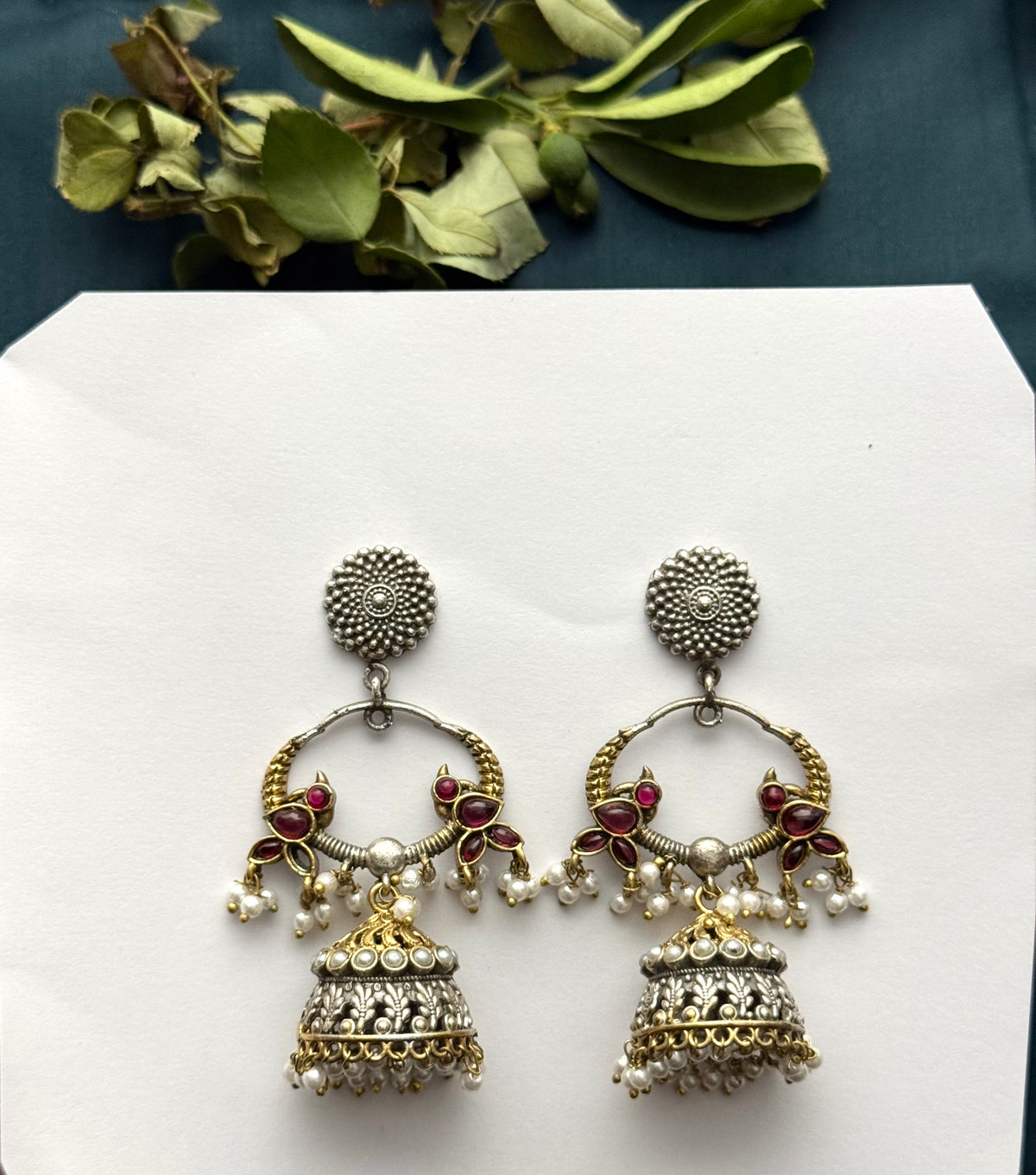Premium Brass made Dual Tone oxidised jhumka