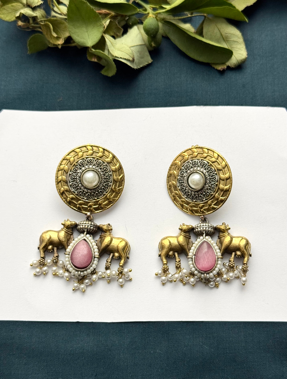 Premium Brass made Dual tone oxidised Earrings