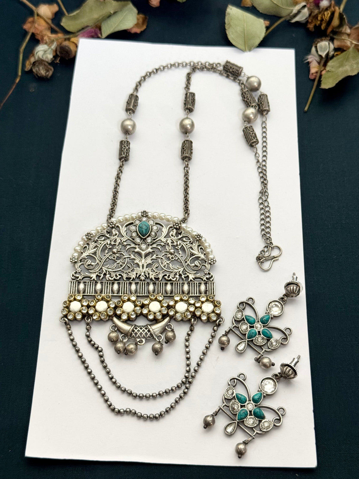Premium Brass Made Oxidised Bahaar  set