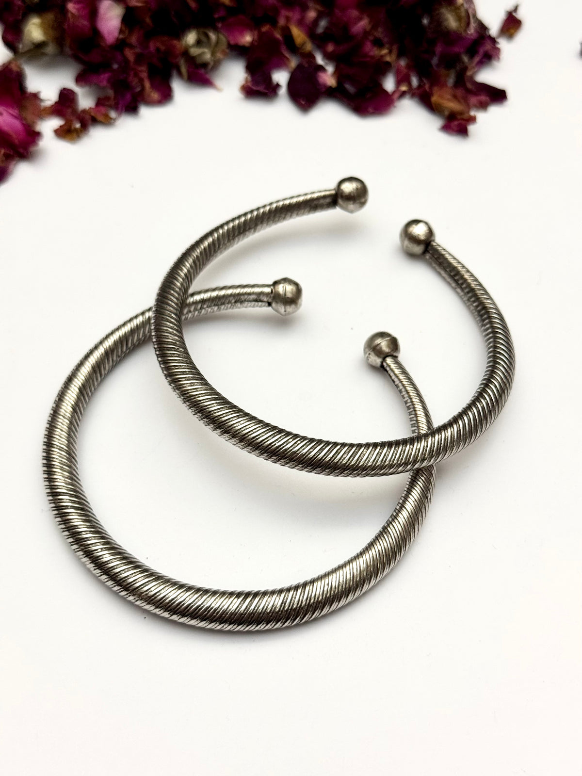German silver Oxidised hasli style hand Kara pair