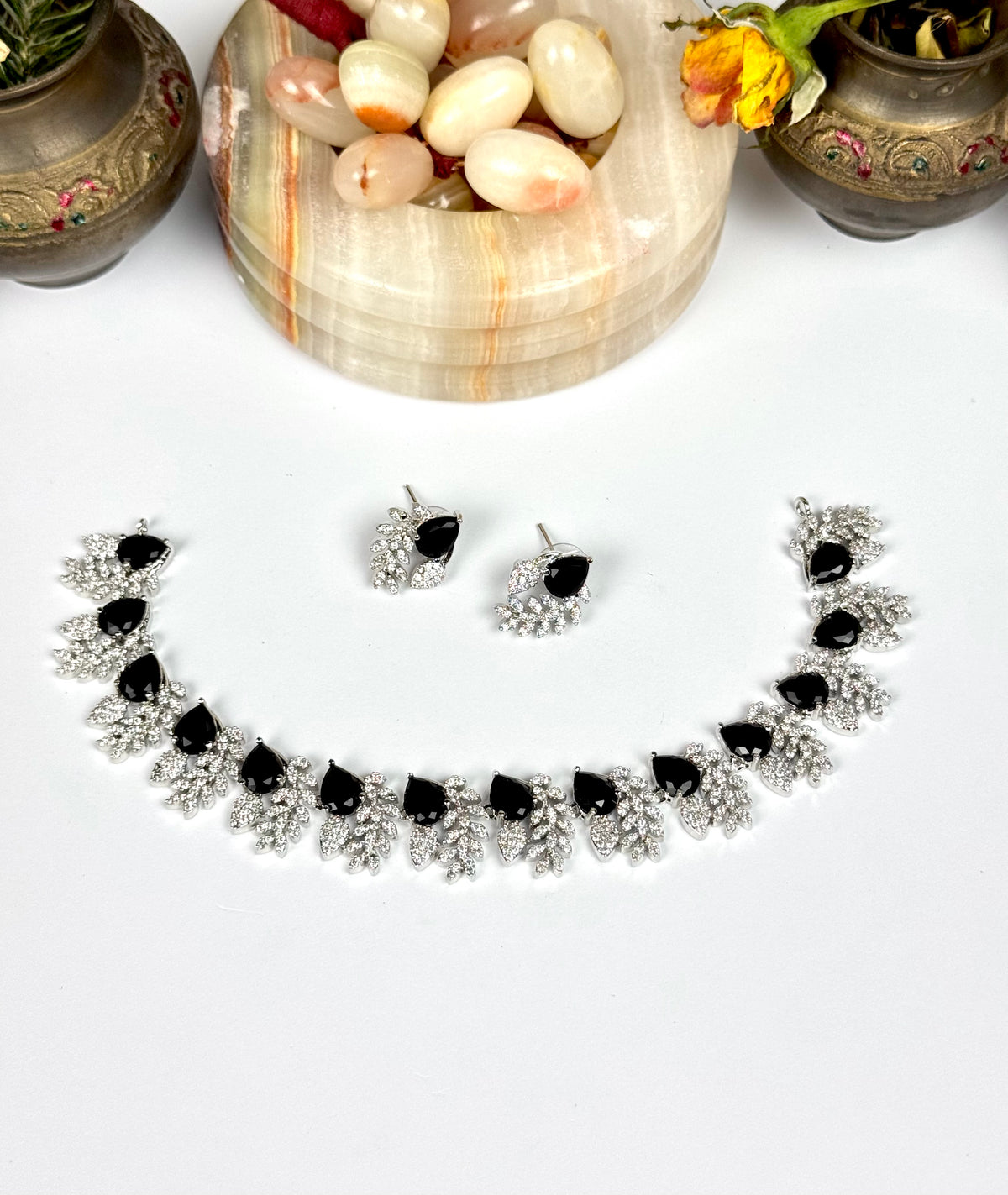 Exquisite Silver American Diamond Khushi Necklace Set with Matching Earrings | Bridal & Party Wear Jewelry