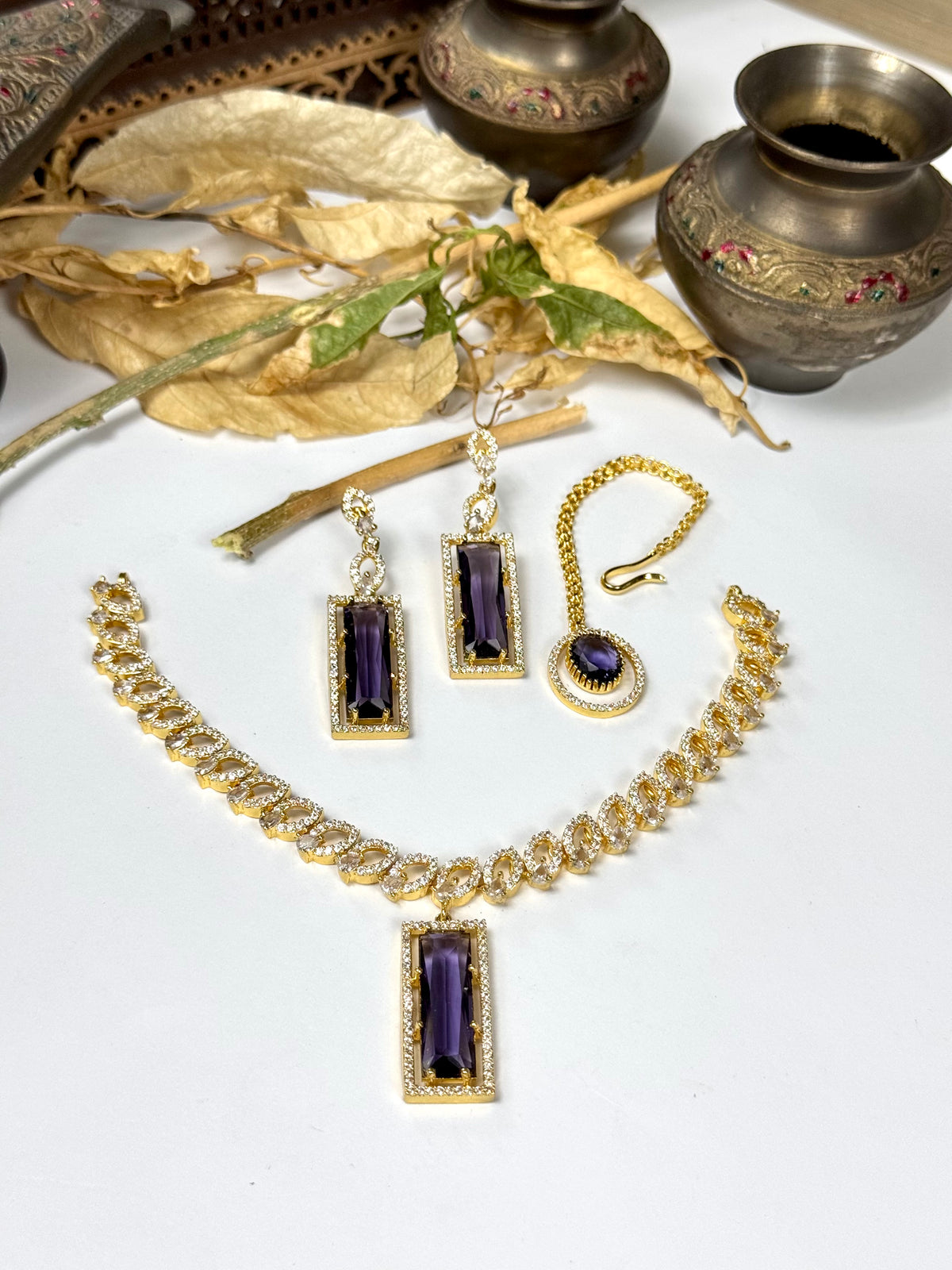 Exquisite Silver American Diamond Necklace Set with Matching Earrings | Bridal & Party Wear Jewelry