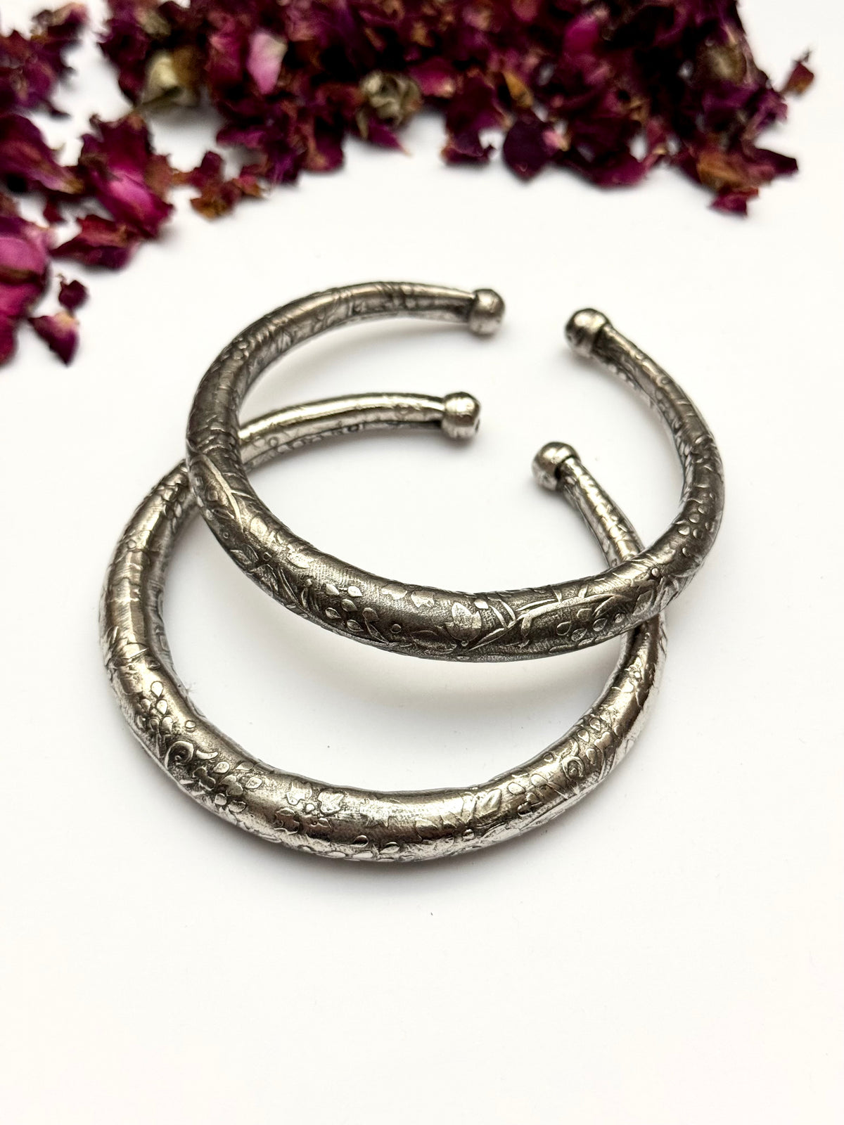 German silver Oxidised hasli style hand Kara pair