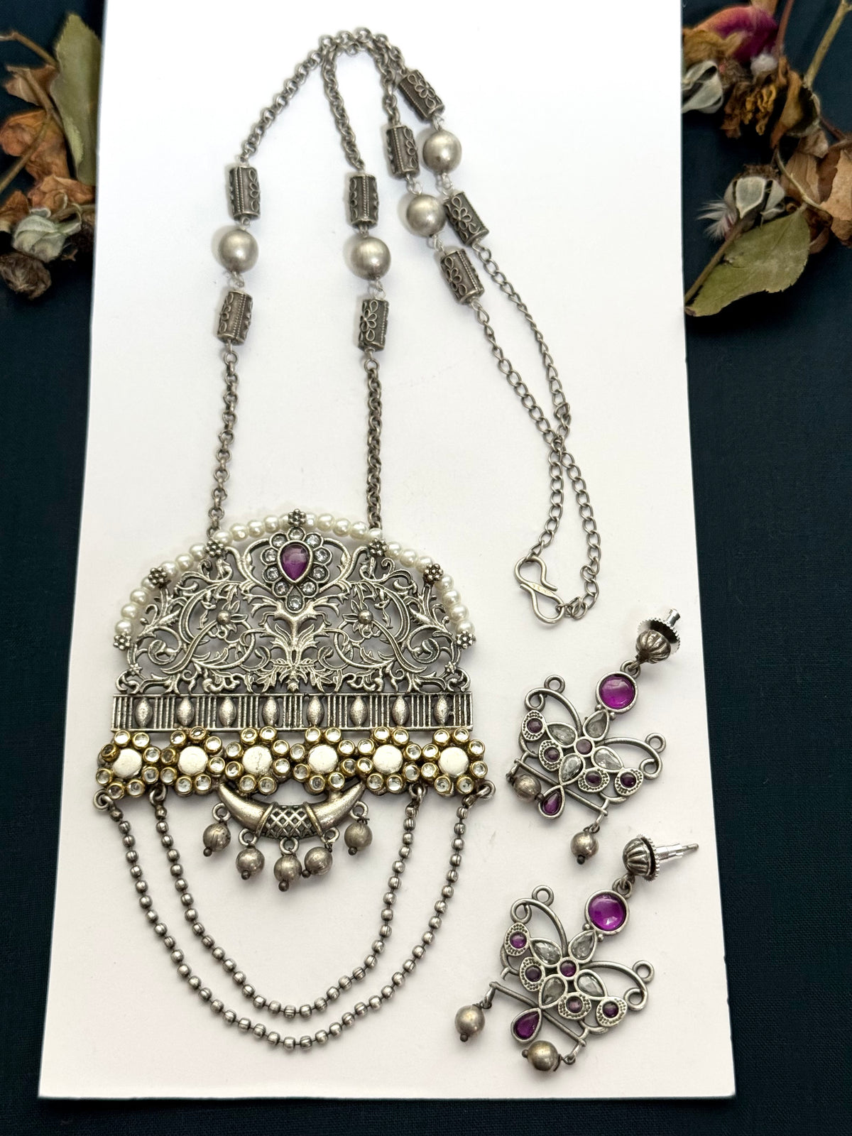 Premium Brass Made Oxidised Bahaar  set
