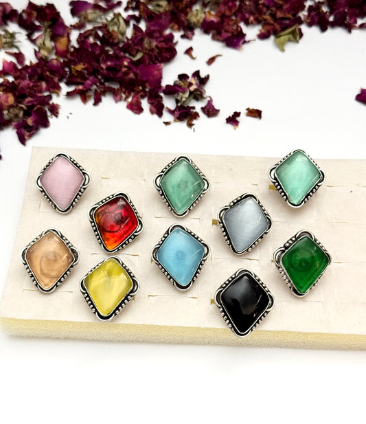 Premium oxidised Adjustable Stone Rings