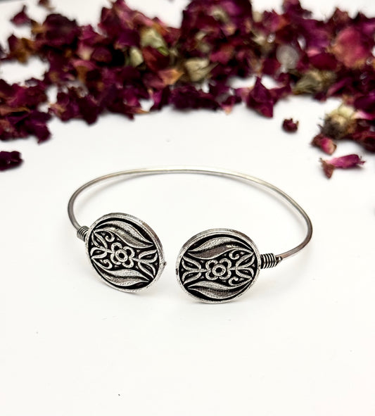 German Silver Oxidised Adjustable Bangle