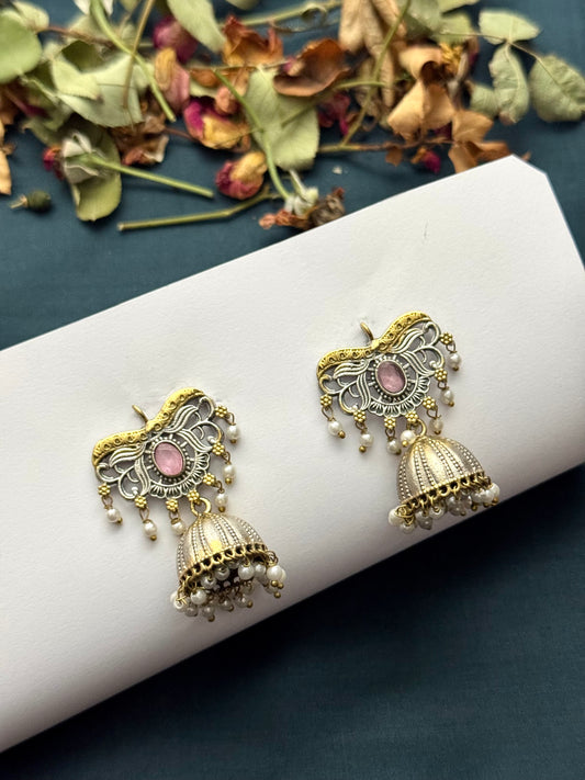 Premium Dual tone Oxidised Brass Made jhumka