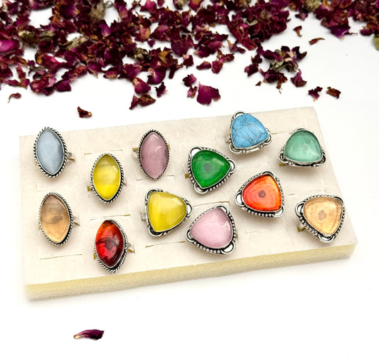 Premium oxidised Adjustable Stone Ring