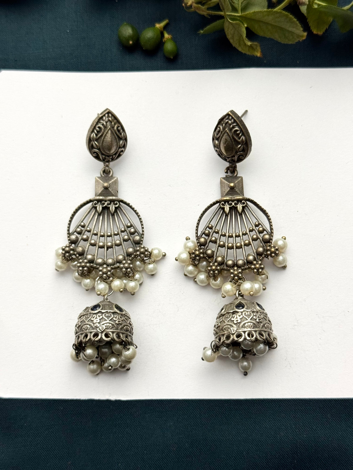 Brass made premium oxidised Jhumkas