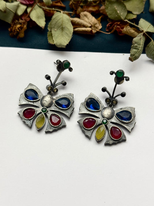 Premium Oxidised Brass Made Butterfly Earrings