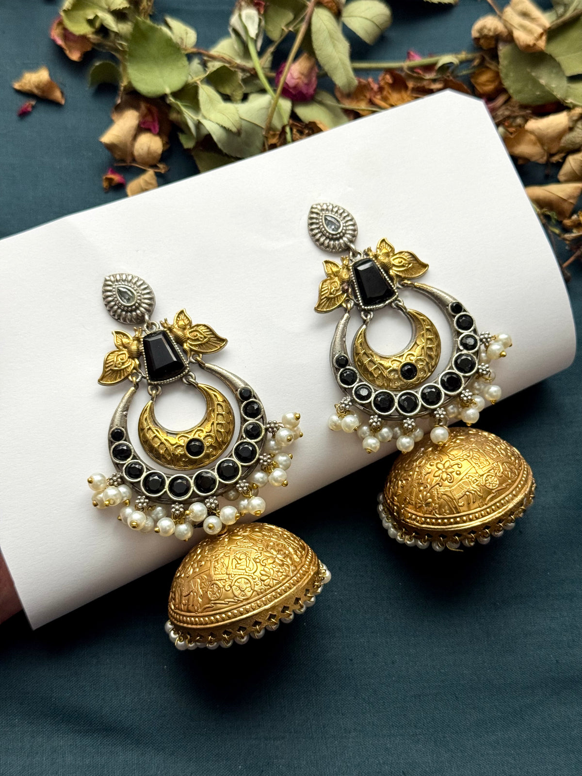 Premium Brass made oxidised Jhumkas