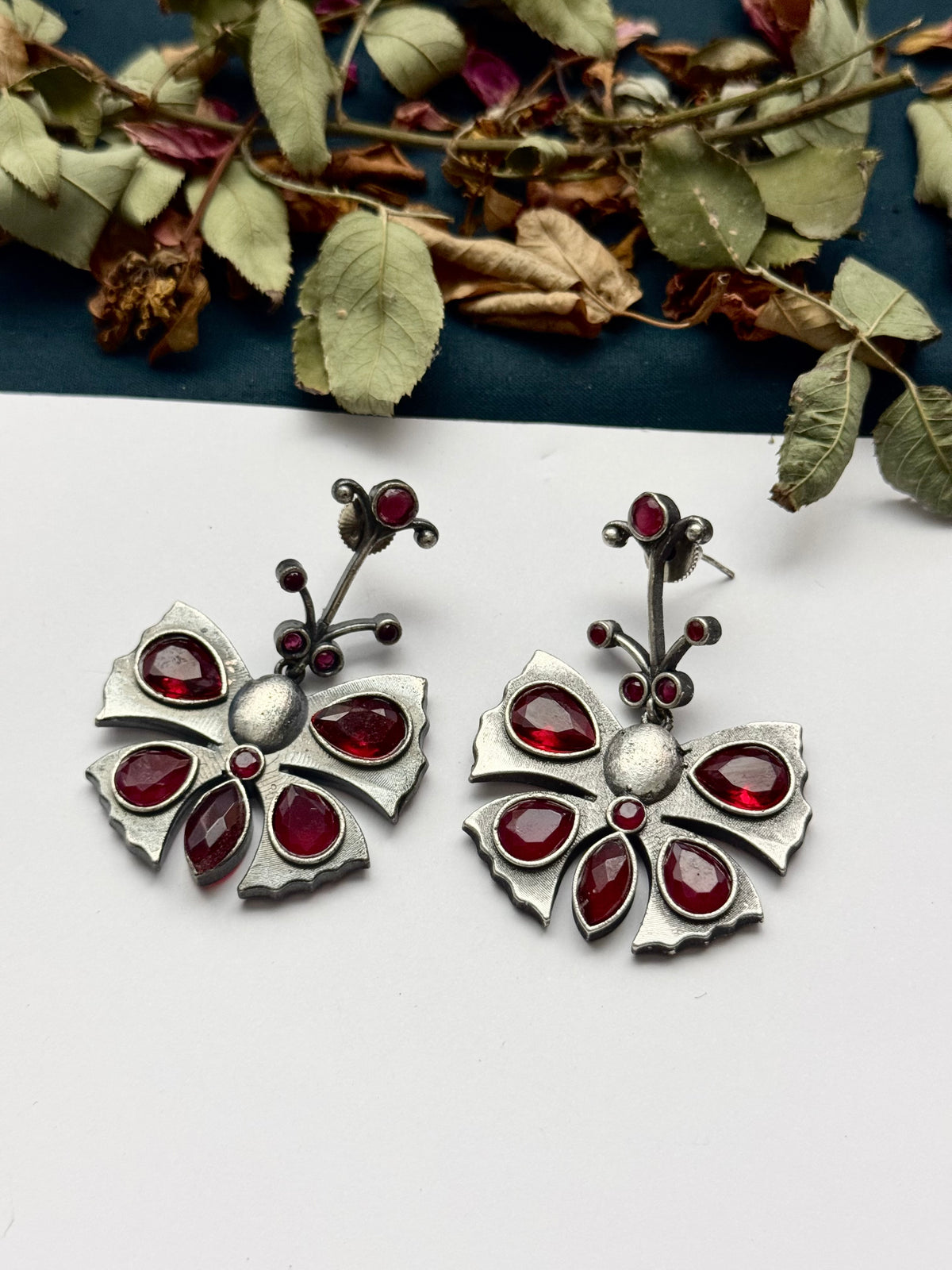 Premium Oxidised Brass Made Butterfly Earrings
