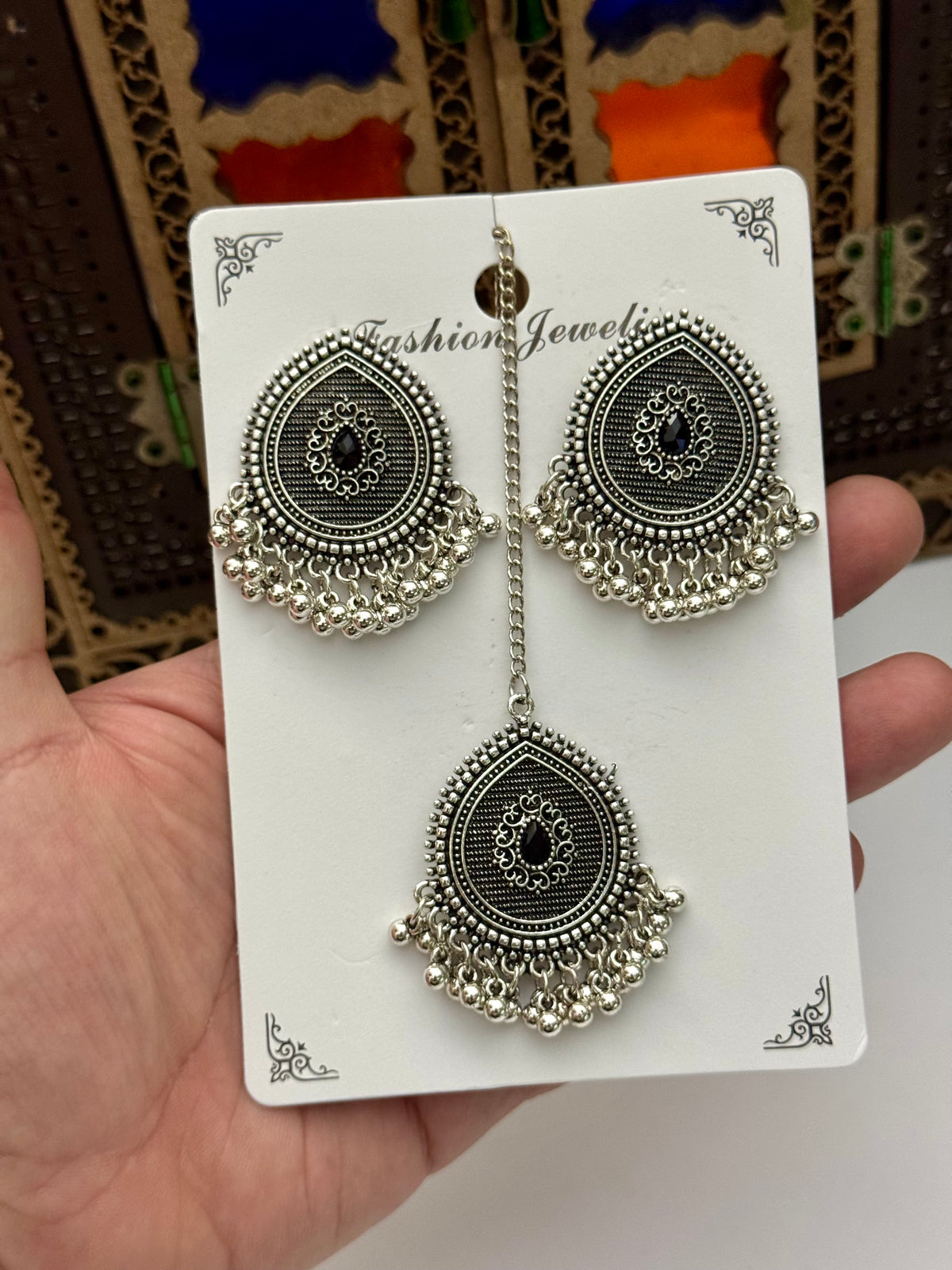 Oxidised Bindia Earrings
