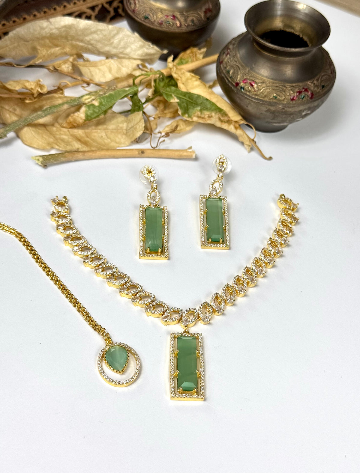 Exquisite Silver American Diamond Necklace Set with Matching Earrings | Bridal & Party Wear Jewelry