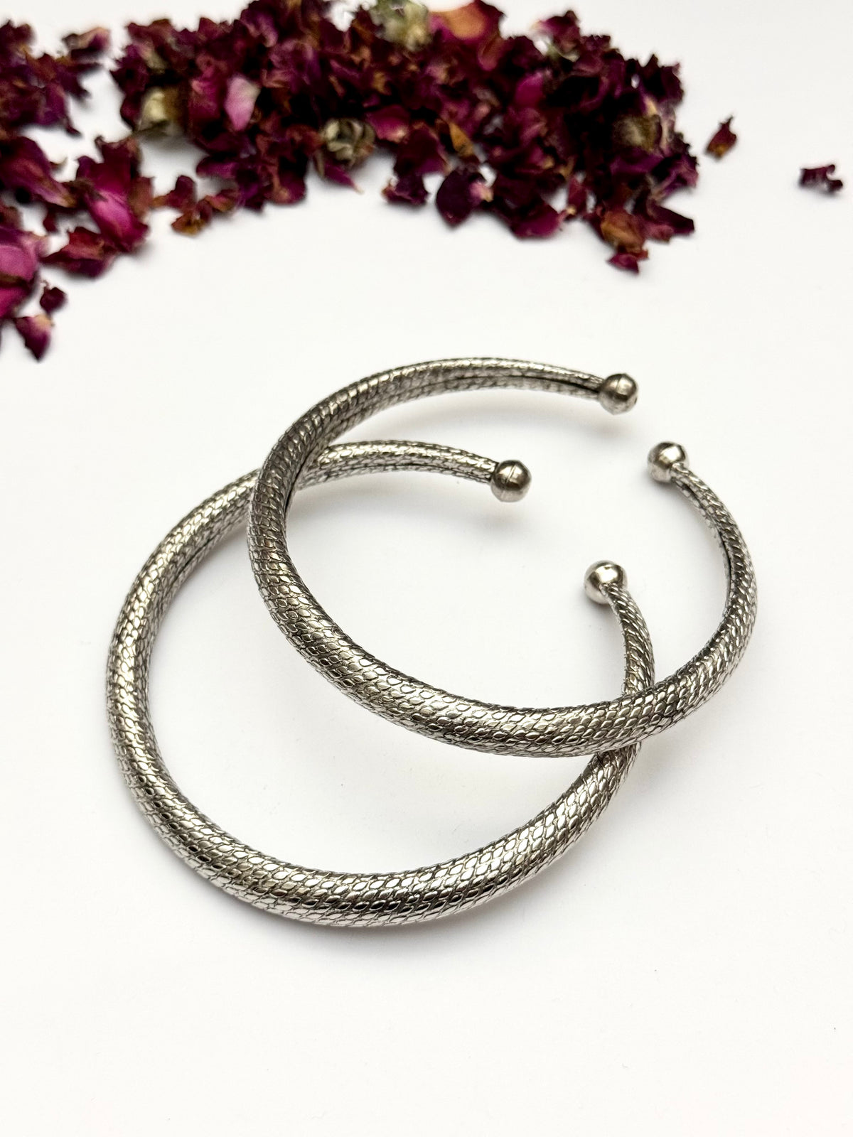 German silver Oxidised hasli style Foot Kara pair