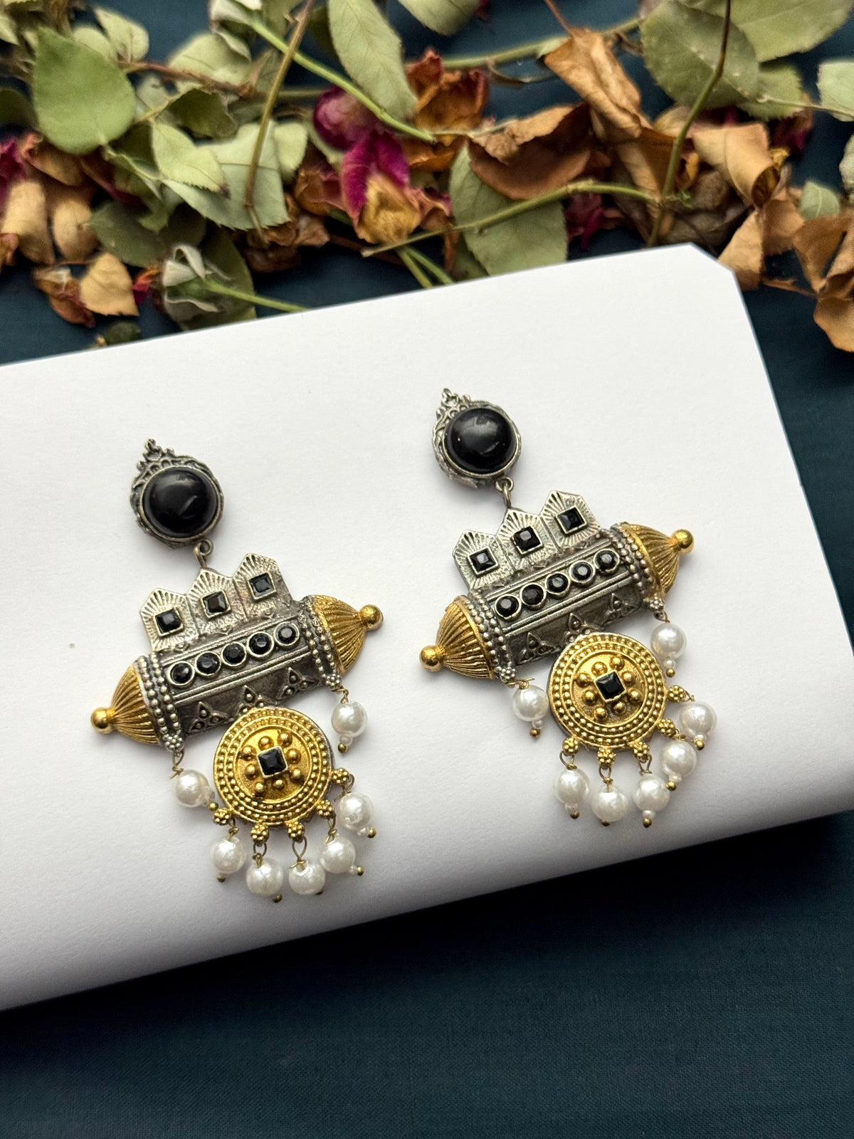 Premium Brass made oxidised Dual tone Earrings