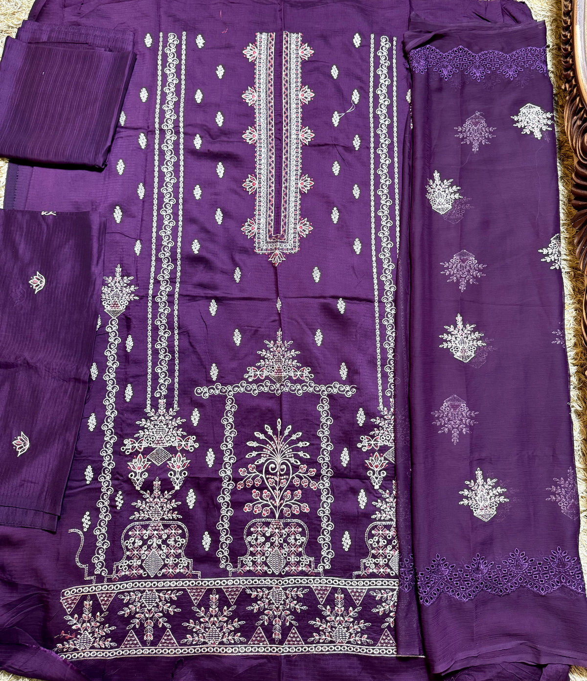 Libas-e-Shireen A+ Quality orignal Khadder 3 Pcs Embroidered Suit