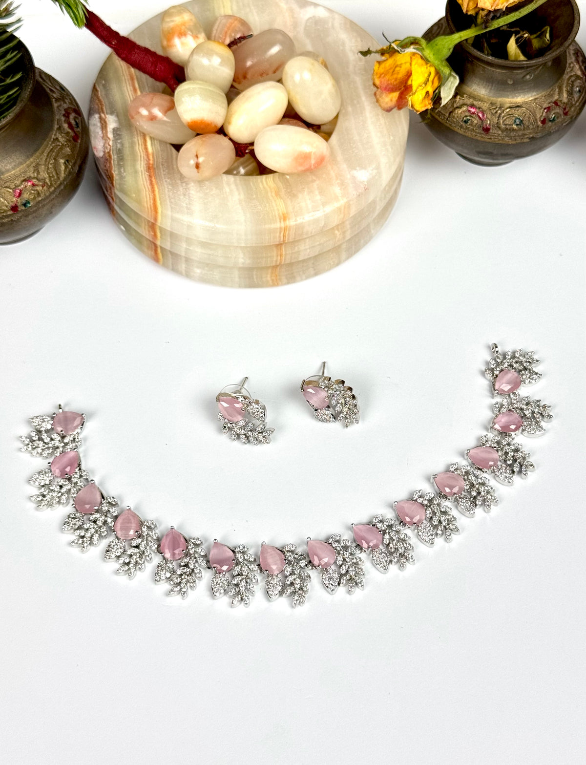 Exquisite Silver American Diamond Khushi Necklace Set with Matching Earrings | Bridal & Party Wear Jewelry
