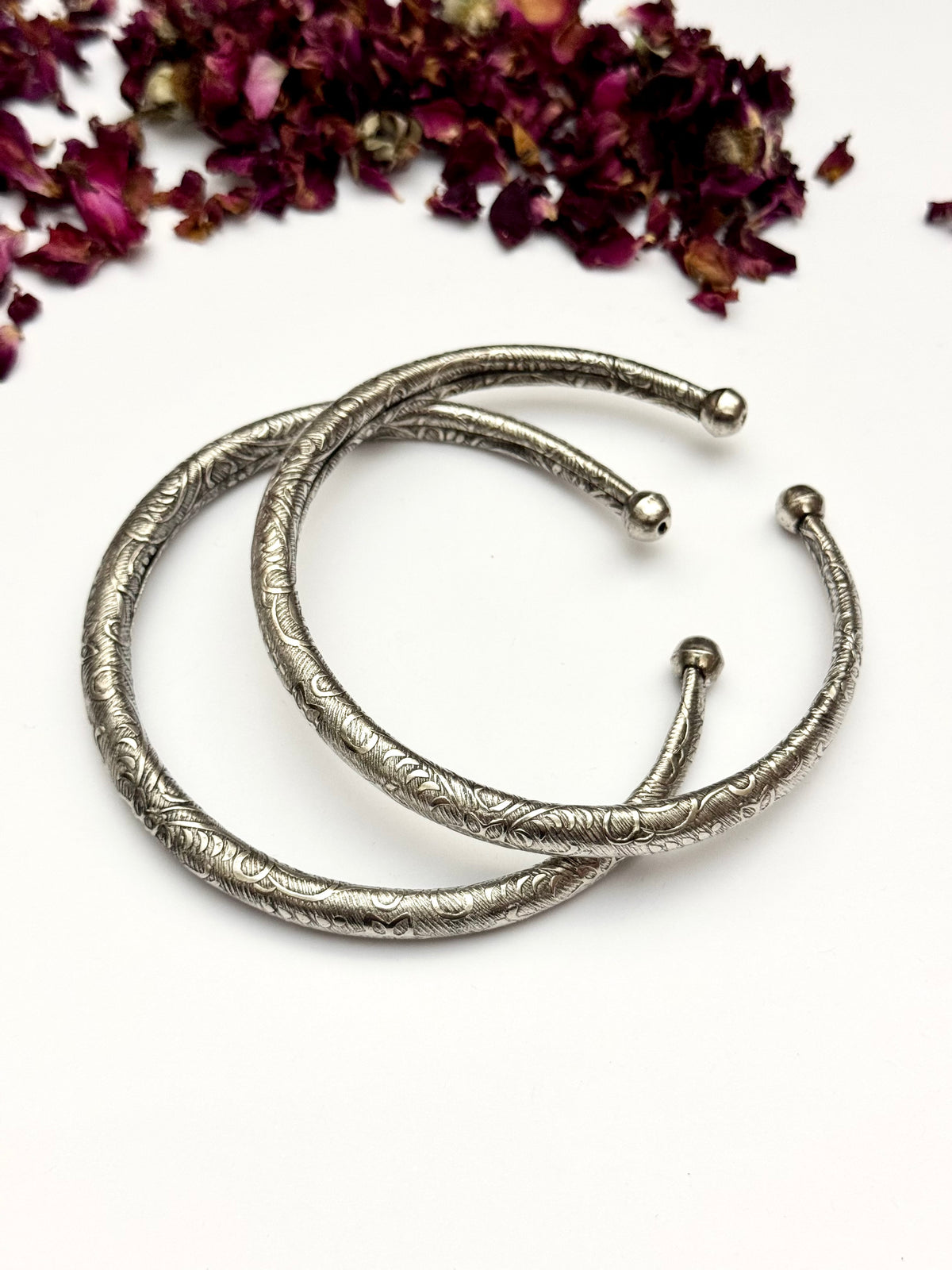 German silver Oxidised hasli style Foot Kara pair